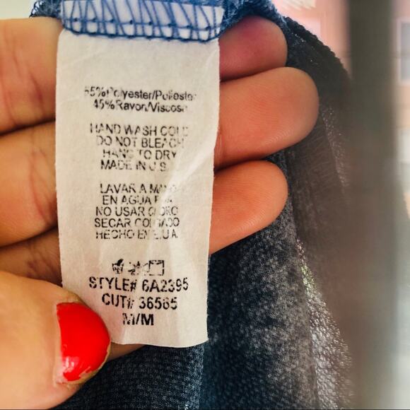 I LOVE JOAH Blue White Printed Off Shoulder Ruffle Tube Top Slit Maxi Dress M - Picture 7 of 9